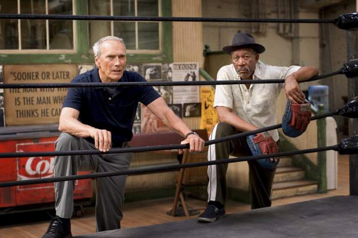 Clint Eastwood and Morgan Freeman in Warner Bros.' Million Dollar Baby (2004)