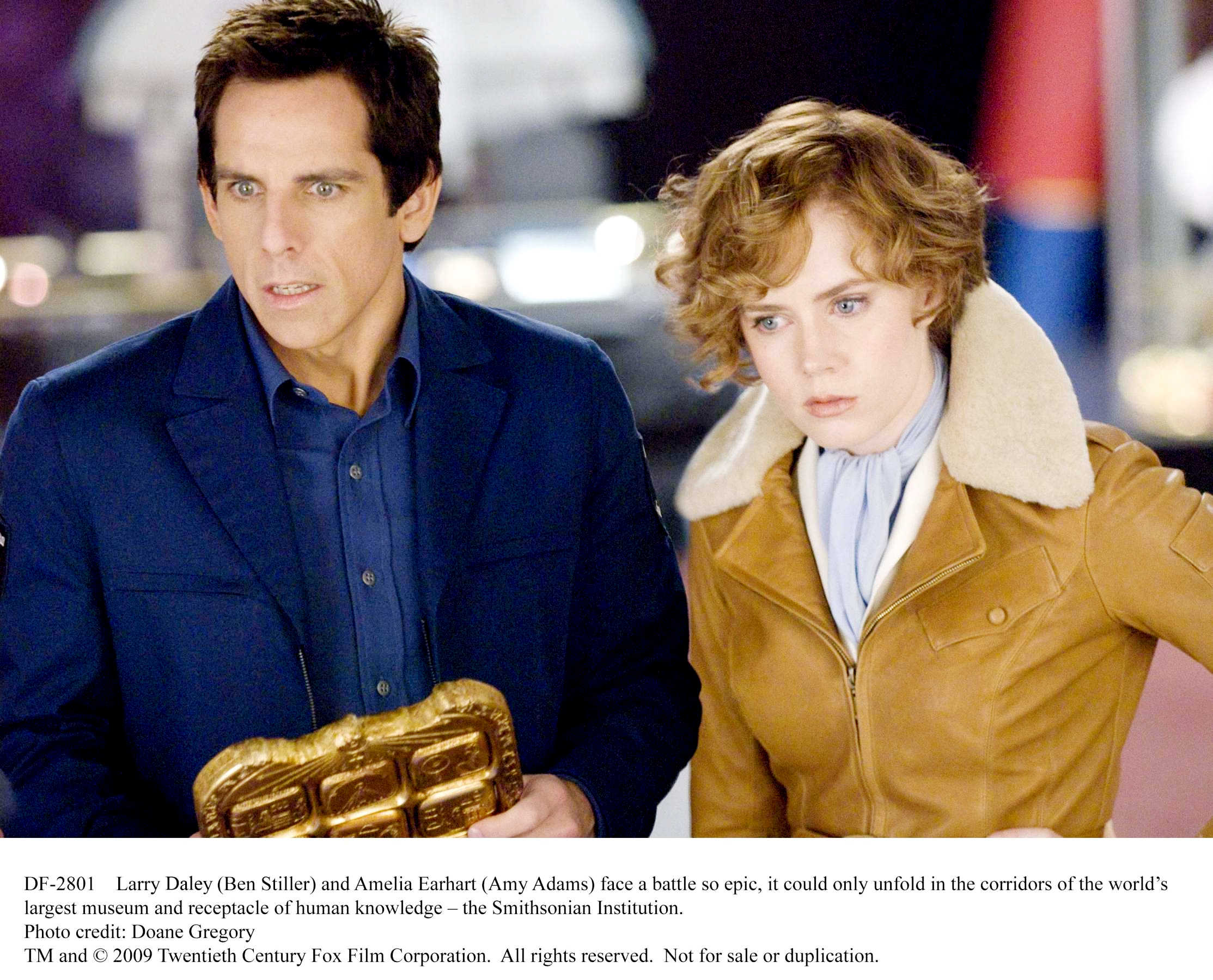 Ben Stiller stars as Larry Daley and Amy Adams stars as Amelia Earhart in 20th Century Fox's Night at the Museum 2: Battle of the Smithsonian (2009). Photo credit by Doane Gregory.
