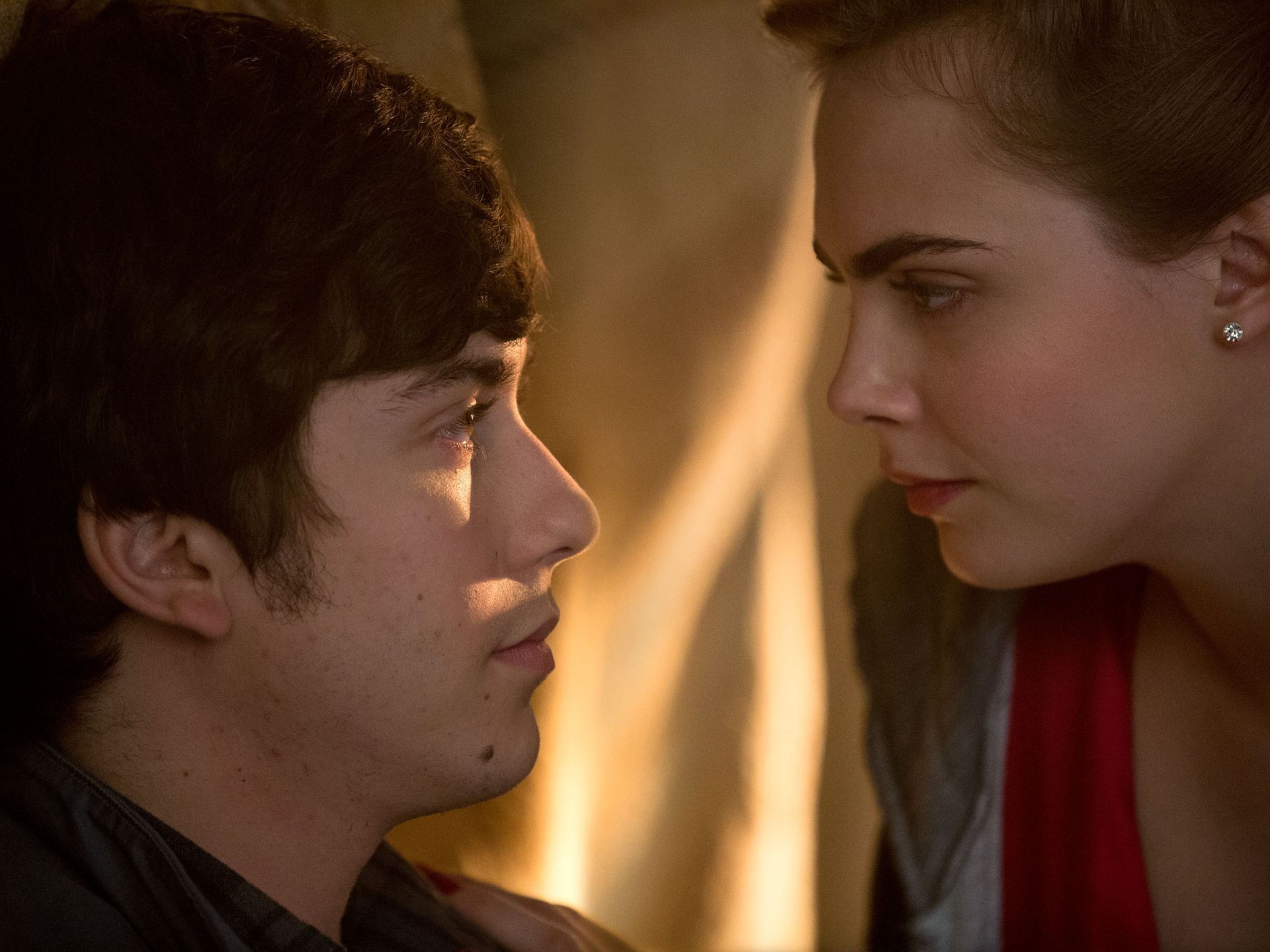 Nat Wolff stars as Quentin Jacobsen and Cara Delevingne stars as Margo Roth Spiegelman in 20th Century Fox's Paper Towns (2015). Photo credit by Michael Tackett.