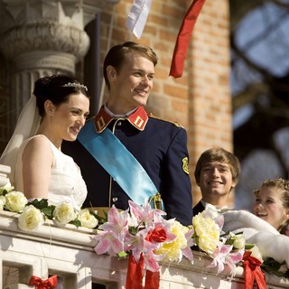 Katie McGrath, Sam Heughan, Travis Turner and Leilah de Meza in Hallmark Channel's A Princess for Christmas (2011)