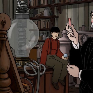 A scene from GKIDS' April and the Extraordinary World (2016)