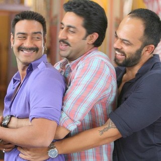 Ajay Devgan, Abhishek Bachchan and Rohit Shetty in FIP's Bol Bachchan (2012)