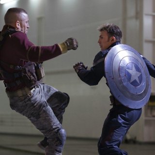 Georges St-Pierre stars as Georges Batroc/Batroc the Leaper and Chris Evans stars as Steve Rogers/Captain America in Walt Disney Pictures' Captain America: The Winter Soldier (2014)