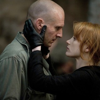 Ralph Fiennes stars as Coriolanus and Jessica Chastain stars as Virgilia in The Weinstein Company's Coriolanus (2012)
