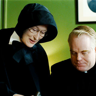 Meryl Streep stars as Sister Aloysius Beauvier and Philip Seymour Hoffman stars as Father Brendan Flynn in Miramax Films' Doubt (2008). Photo credit by Andrew Schwartz.