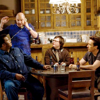 Craig Robinson, Rob Corddry, Clark Duke and John Cusack in MGM's Hot Tub Time Machine (2010)