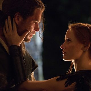 Chris Hemsworth stars as The Huntsman and Jessica Chastain stars as Sara in Universal Pictures' The Huntsman: Winter's War (2016)