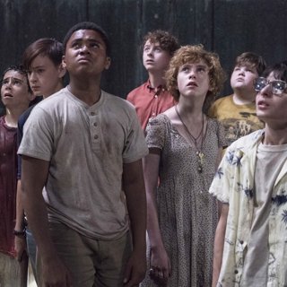 Jack Dylan Grazer, Jaeden Lieberher, Chosen Jacobs, Wyatt Oleff, Sophia Lillis, Jeremy Ray Taylor and Finn Wolfhard in Warner Bros. Pictures' It (2017)