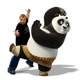 JACK BLACK voices Po, a clumsy panda unexpectedly chosen to fulfill an ancient prophecy and train in the art of kung fu, in DreamWorks' Kung Fu Panda (2008). Photo by Patrick Ecclesine.