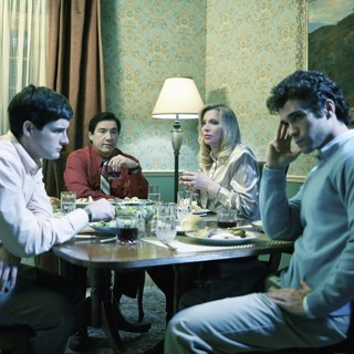 Nico Tortorella, Benito Martinez, Courtney Love and Myko Olivier in Lifetime's Menendez: Blood Brothers (2017)
