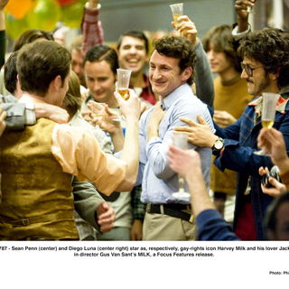 Sean Penn stars as Harvey Milk and Diego Luna stars as Jack Lira in Focus Features' Milk (2008)