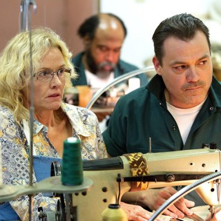 Penelope Ann Miller stars as Joyce Mitchell and Myk Watford stars as Richard Matt in Lifetime's NY Prison Break: The Seduction of Joyce Mitchell (2017)