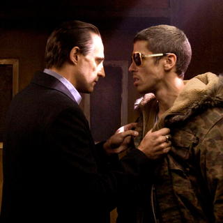 Mark Strong stars as Archie and Toby Kebbell stars as Johnny Quid in Warner Bros Pictures' RocknRolla (2008). Photo credit by Alex Bailey.