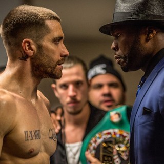 Jake Gyllenhaal (stars as Billy Hope) and 50 Cent in The Weinstein Company's Southpaw (2015)