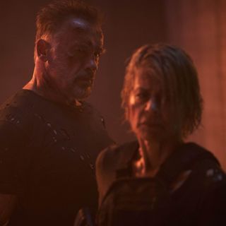 Arnold Schwarzenegger stars as The Terminator and Linda Hamilton stars as Sarah Connor in Paramount Pictures' Terminator: Dark Fate (2019)