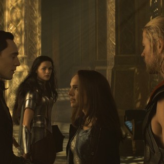 Tom Hiddleston, Natalie Portman and Chris Hemsworth in Walt Disney Pictures' Thor: The Dark World (2013)