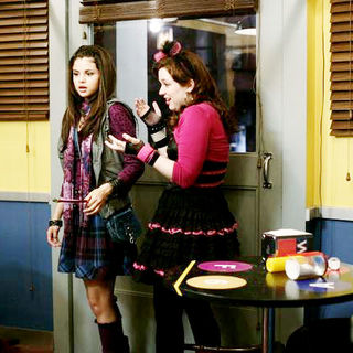 Selena Gomez stars as Alex Russo and Jennifer Stone stars as Harper in Disney Channel's Wizards of Waverly Place: The Movie (2009)
