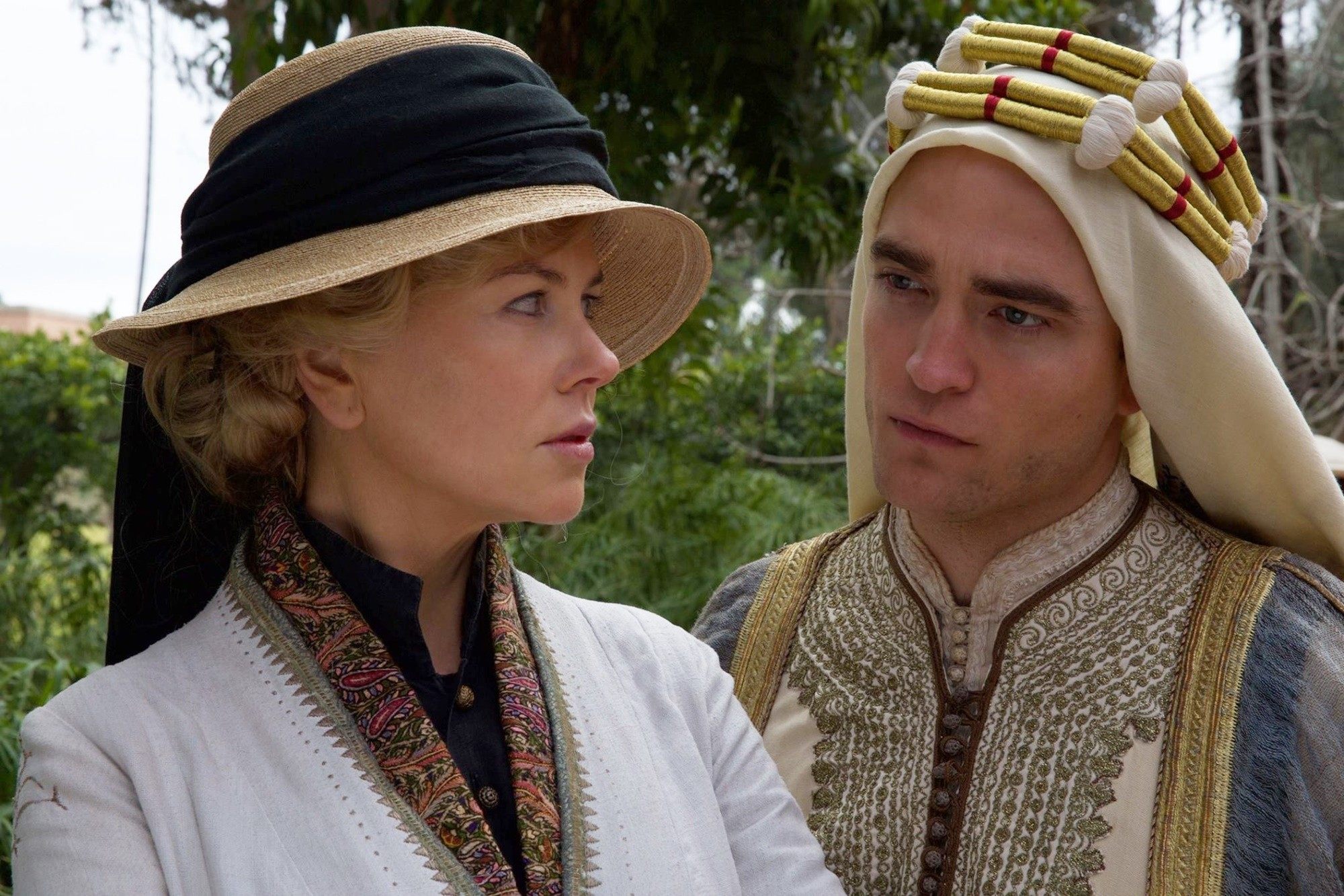 Nicole Kidman stars as Gertrude Bell and Robert Pattinson stars as Col. T.E. Lawrence in IFC Films' Queen of the Desert (2017)