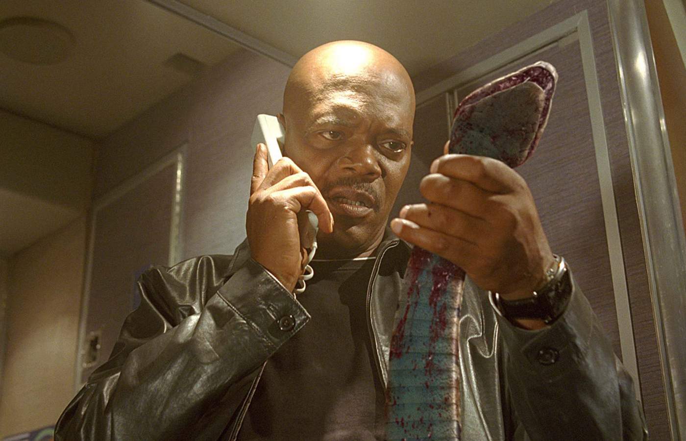 Samuel L. Jackson as Nelville Flynn in New Line Cinema's Snakes on a Plane (2006)