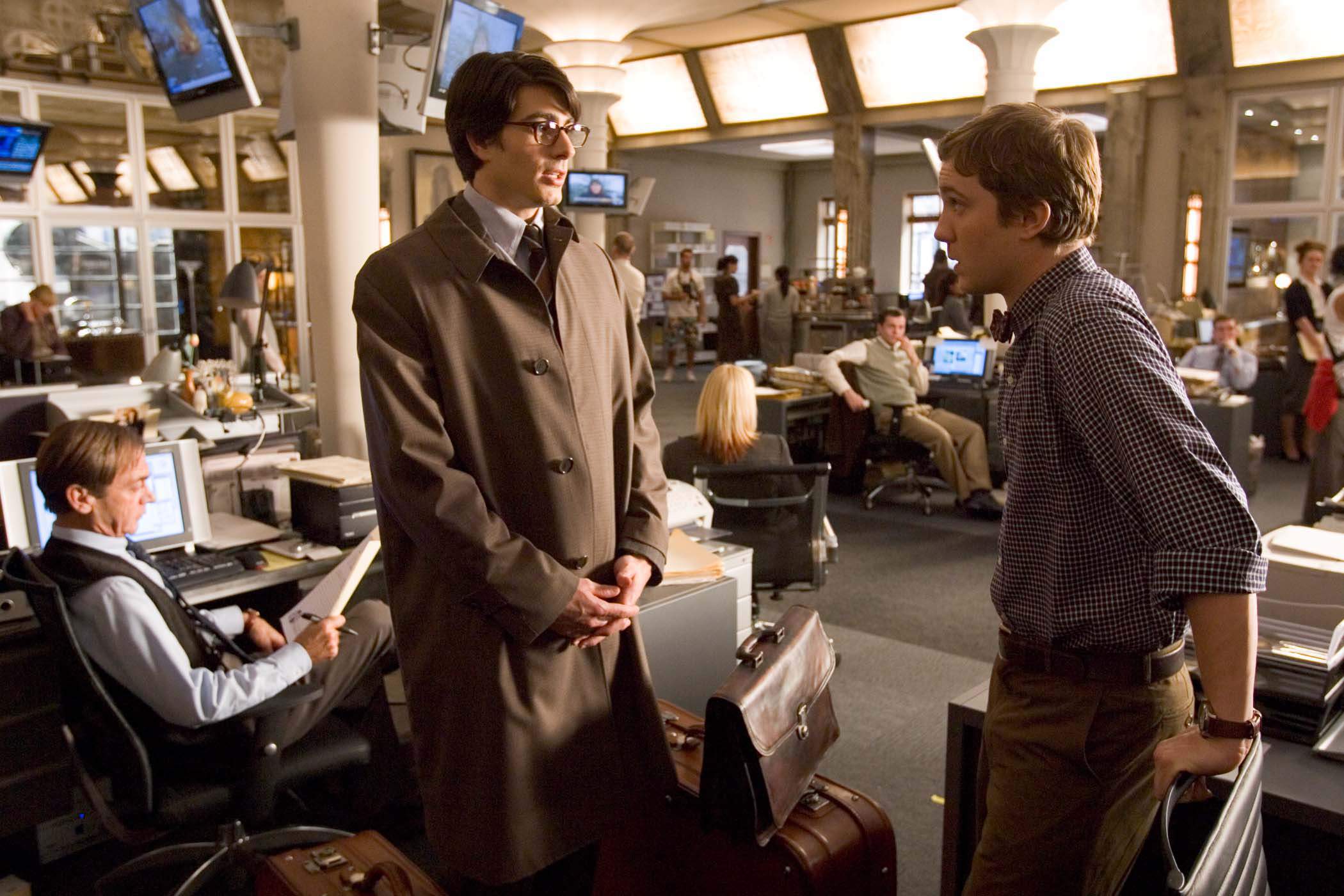 BRANDON ROUTH stars as Clark Kent/Superman and SAM HUNTINGTON portrays Jimmy Olsen in a scene from Warner Bros Pictures' Superman Returns (2006)