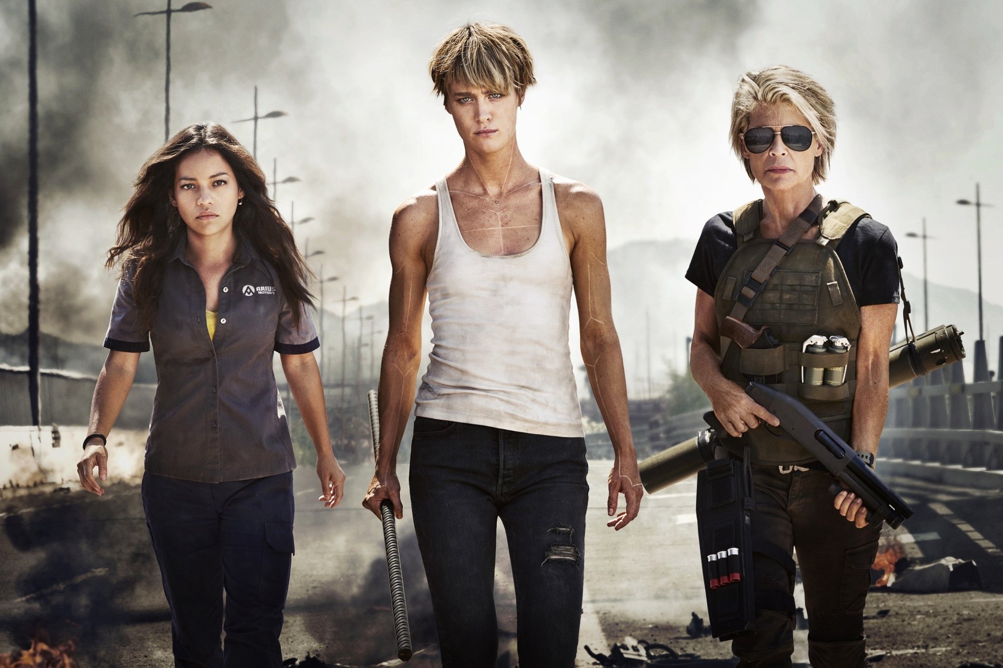 Natalia Reyes, Mackenzie Davis and Linda Hamilton in Paramount Pictures' Terminator: Dark Fate (2019)