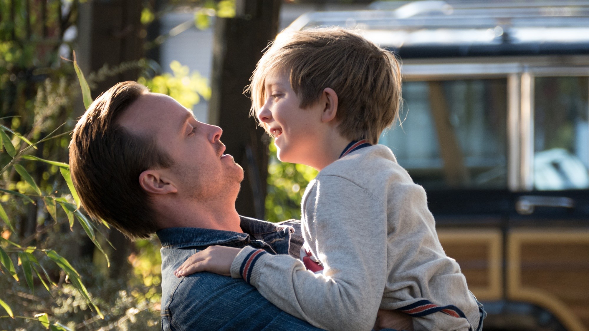 Aaron Paul stars as Peter and Aiden Longworth stars as Louis Drax in