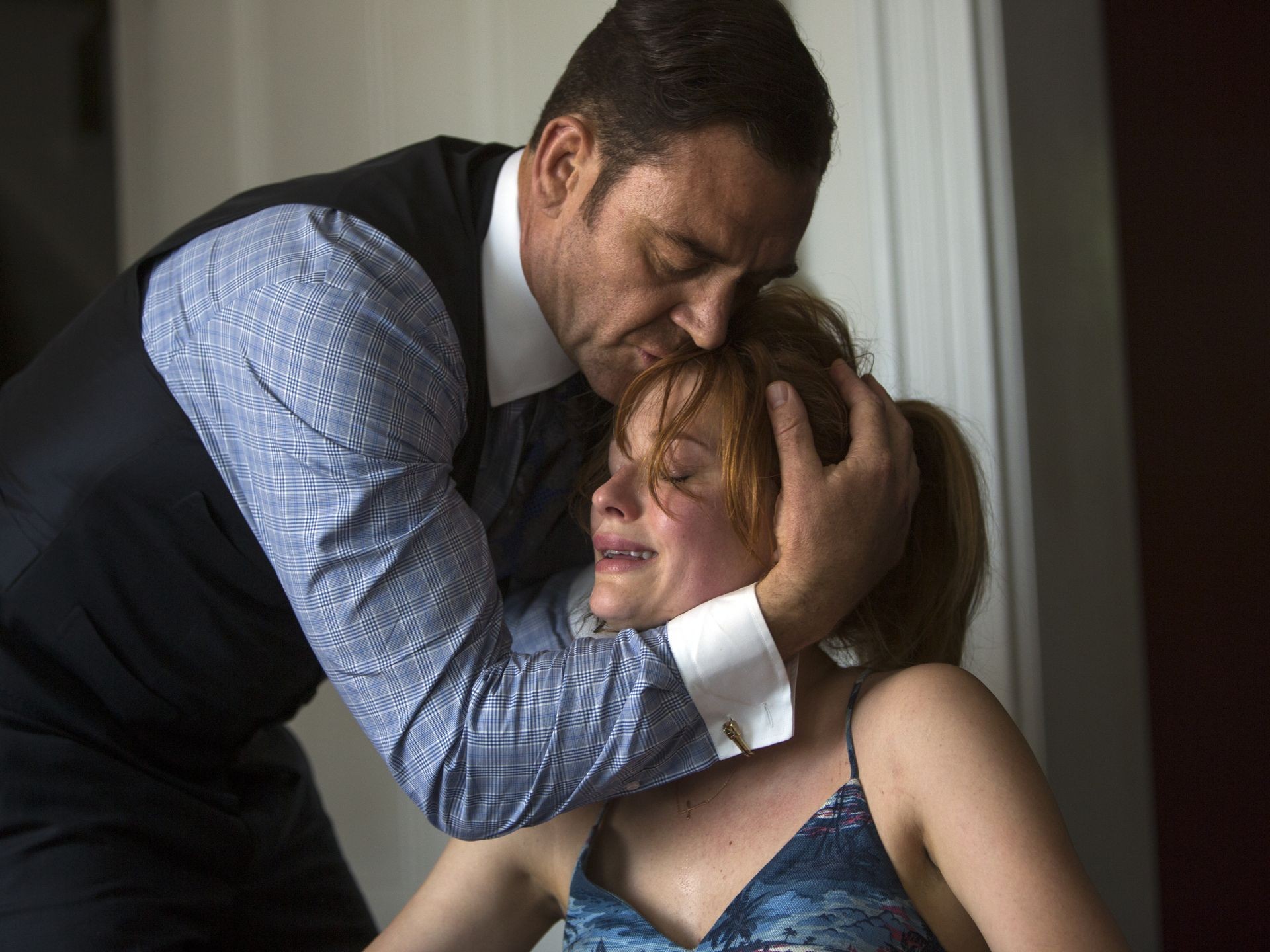 Marton Csokas (stars as Teddy) and Melissa Leo in Columbia Pictures' The Equalizer (2014)