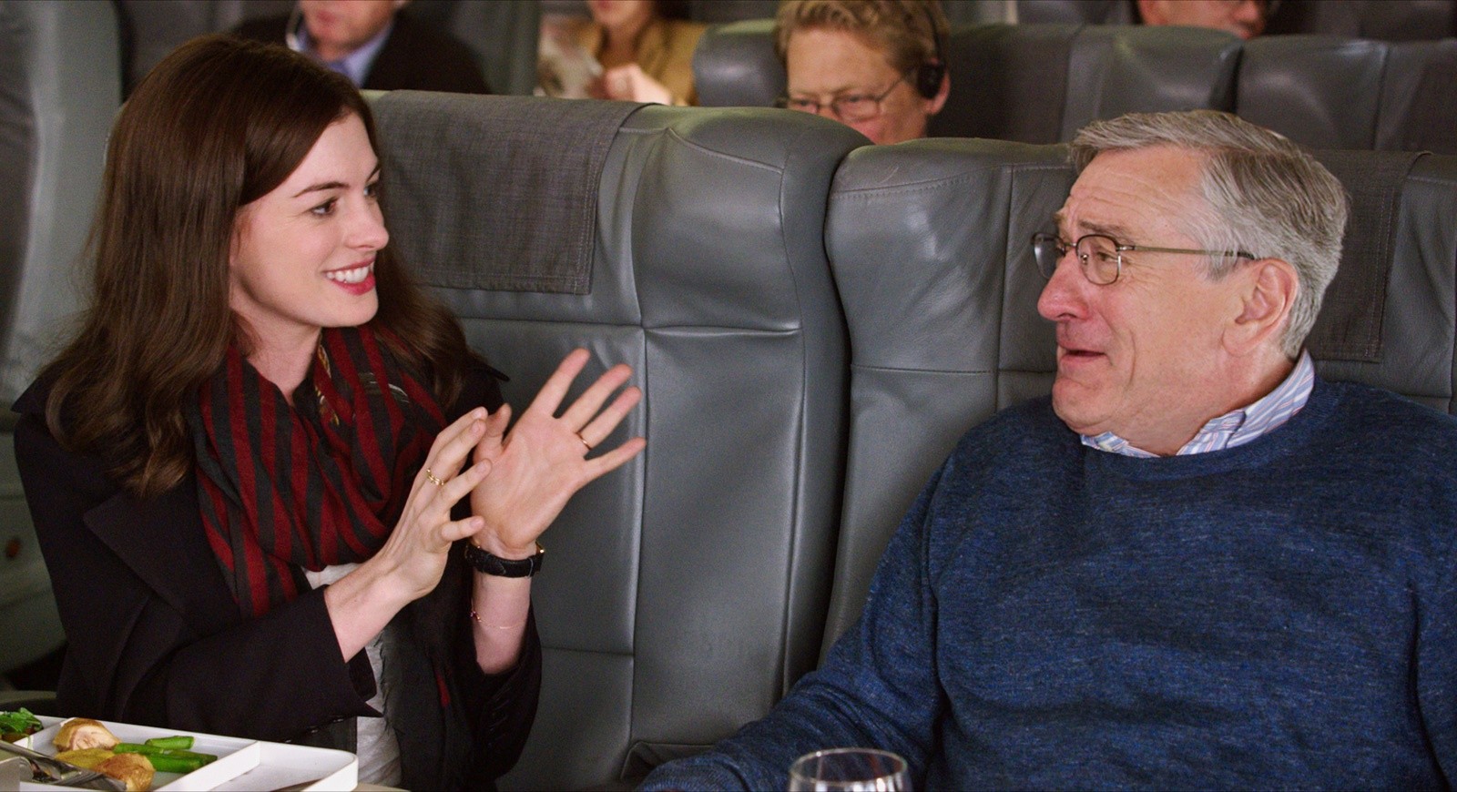 Anne Hathaway stars as Jules Ostin and Robert De Niro stars as Ben Whittaker in Warner Bros. Pictures' The Intern (2015)