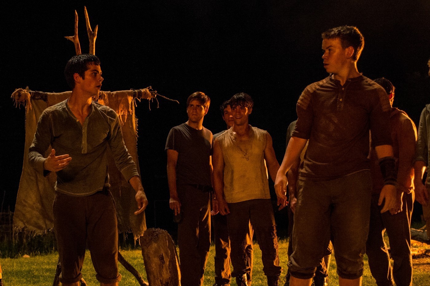 Dylan O'Brien stars as Thomas and Will Poulter stars as Gally in 20th Century Fox's The Maze Runner (2014)