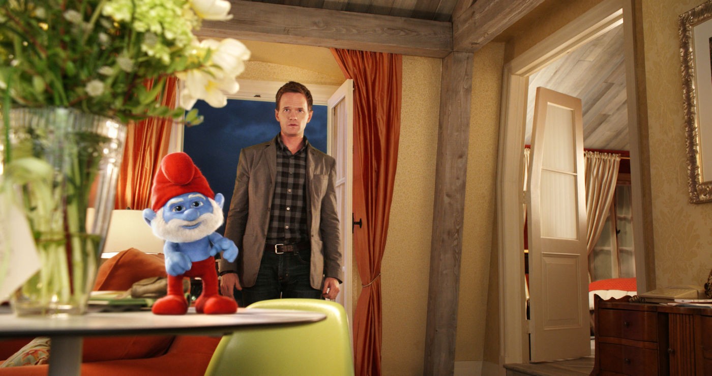 Papa Smurf and Neil Patrick Harris (stars as Patrick) in Columbia Pictures' The Smurfs 2 (2013)