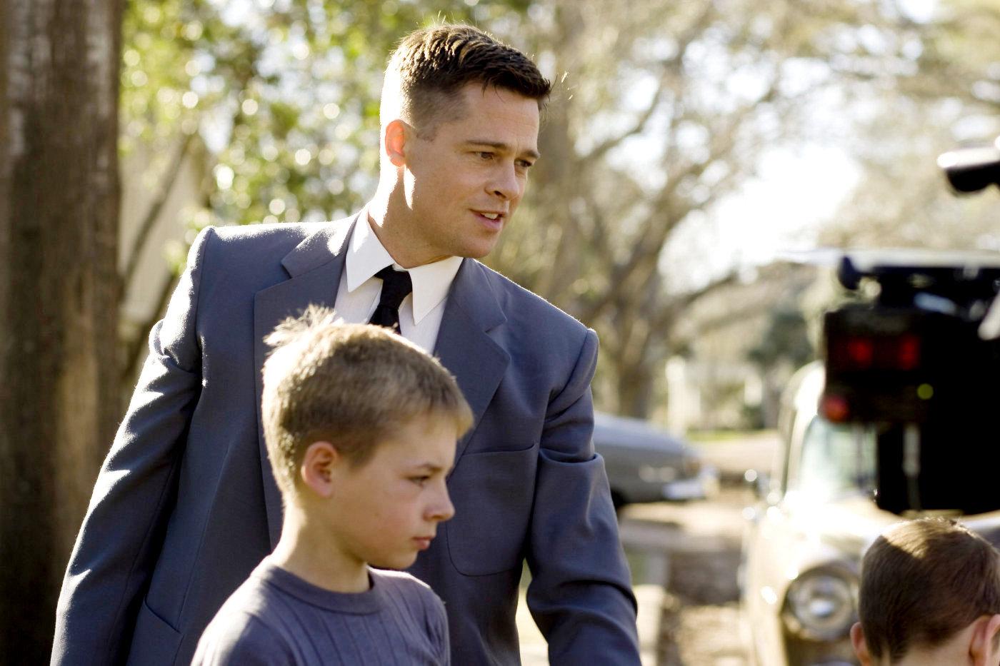 Brad Pitt stars as Mr. O'Brien and Brayden Whisenhunt stars as Jo Bates in Fox Searchlight Pictures' The Tree of Life (2011)