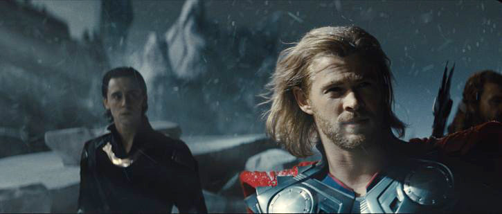 Tom Hiddleston star as Loki and Chris Hemsworth stars as Thor in Paramount Pictures' Thor (2011)