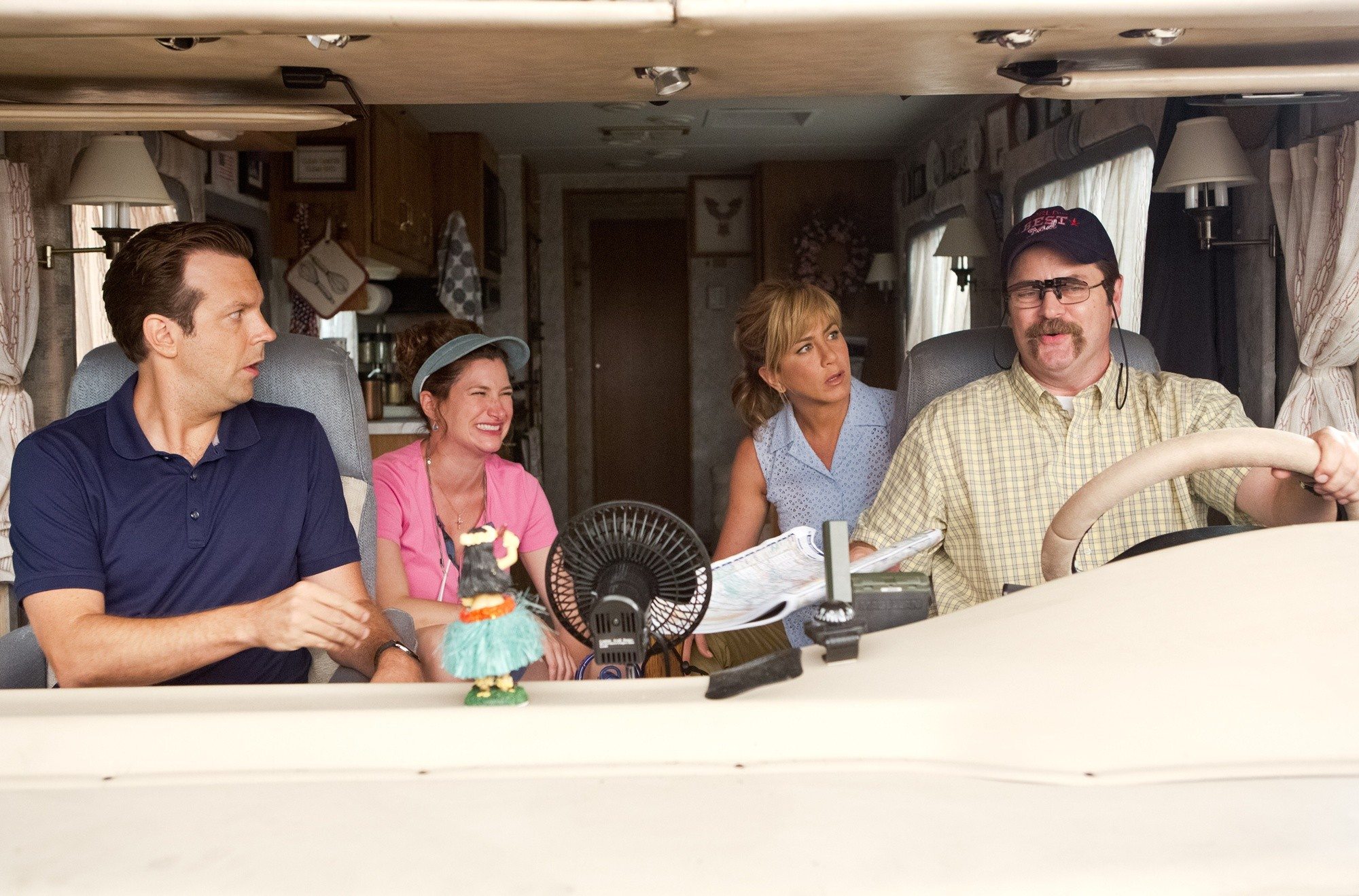 Jason Sudeikis, Kathryn Hahn, Jennifer Aniston and Nick Offerman in Warner Bros. Pictures' We're the Millers (2013)