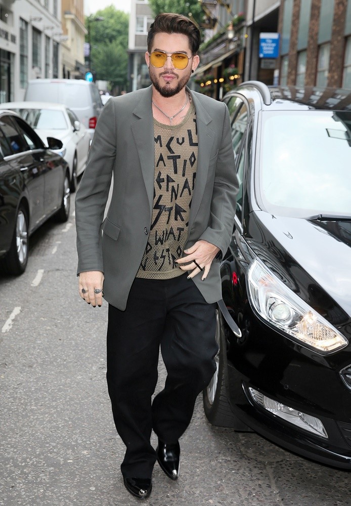 Adam Lambert Arriving at AOL Build LDN HQ for Interviews