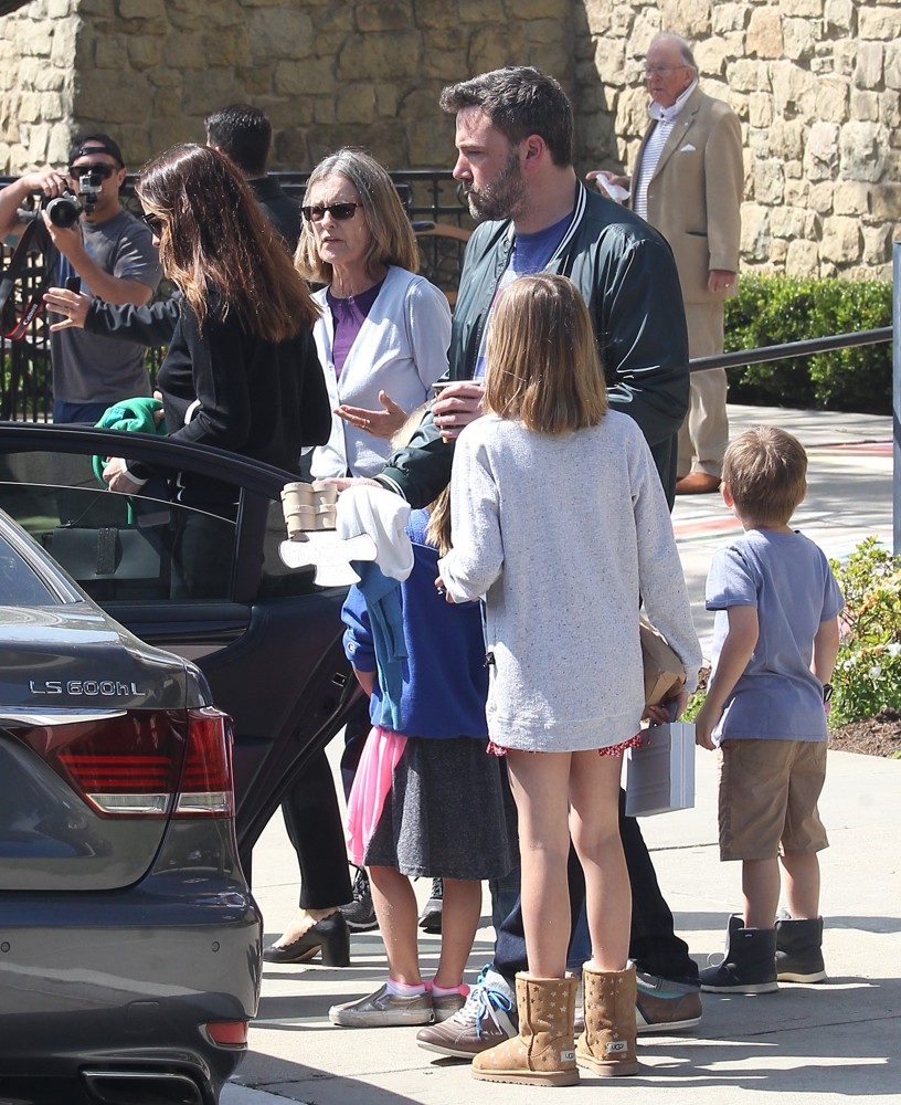 Jennifer Garner and Ben Affleck and Their Children Leaving Church Together