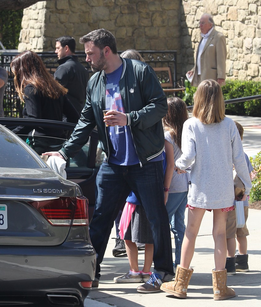 Jennifer Garner and Ben Affleck and Their Children Leaving Church Together