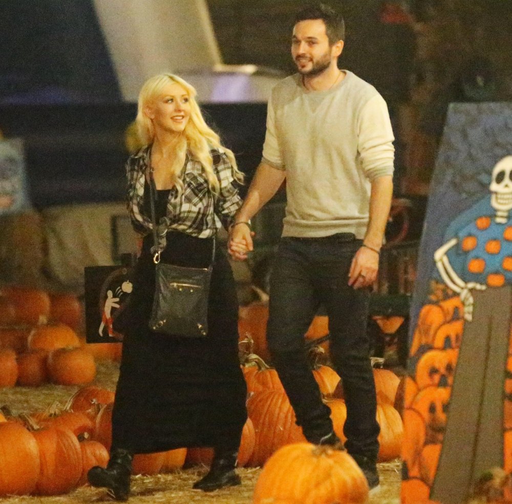 Christina Aguilera Arrives at The Mr. Bones Pumpkin Patch with Matt Rutler