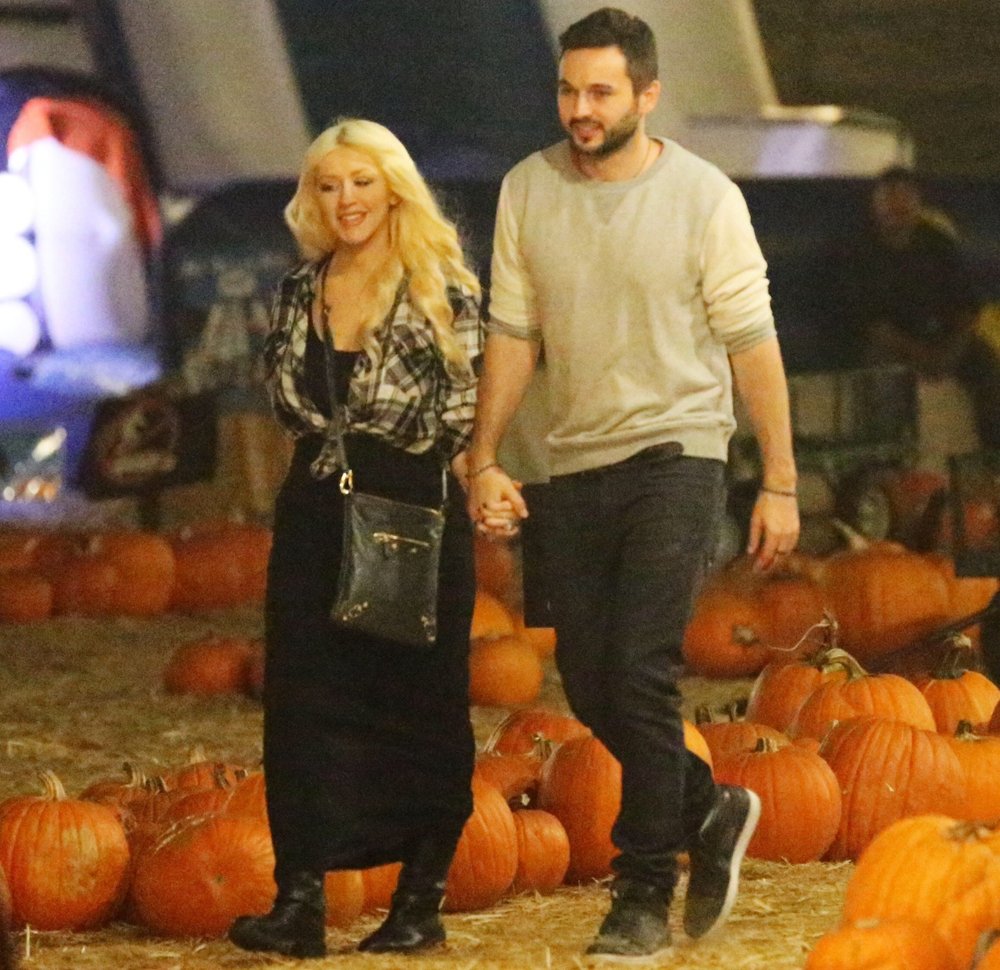 Christina Aguilera Arrives at The Mr. Bones Pumpkin Patch with Matt Rutler