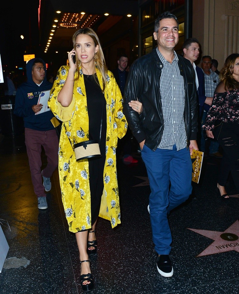 Jessica Alba and Cash Warren Leaving Hamilton Musical Opening Night