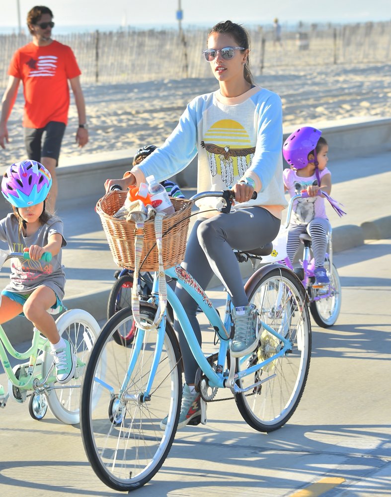 Alessandra Ambrosio and Her Family Head Out for A Bike Ride