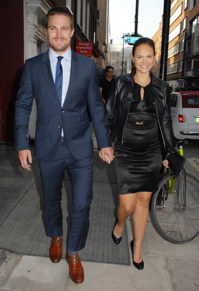 Stephen Amell and Cassandra Jean Out and About in Soho