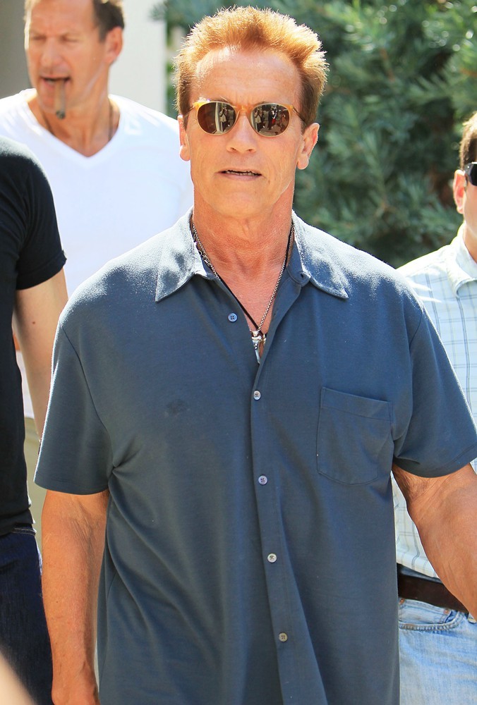 Arnold Schwarzenegger Seen Leaving Cafe Roma