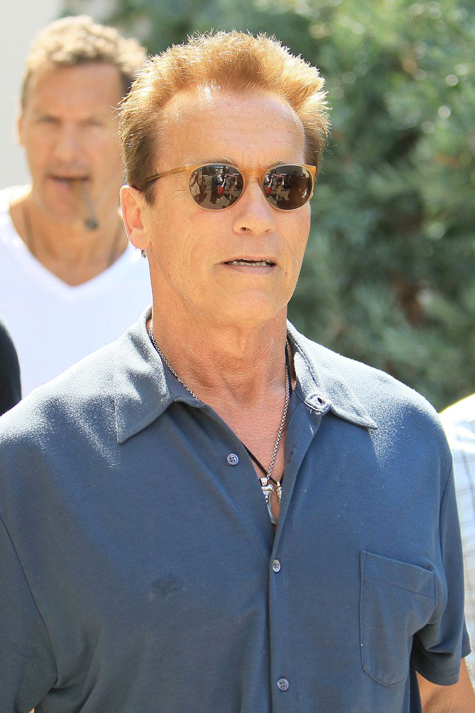 Arnold Schwarzenegger Seen Leaving Cafe Roma