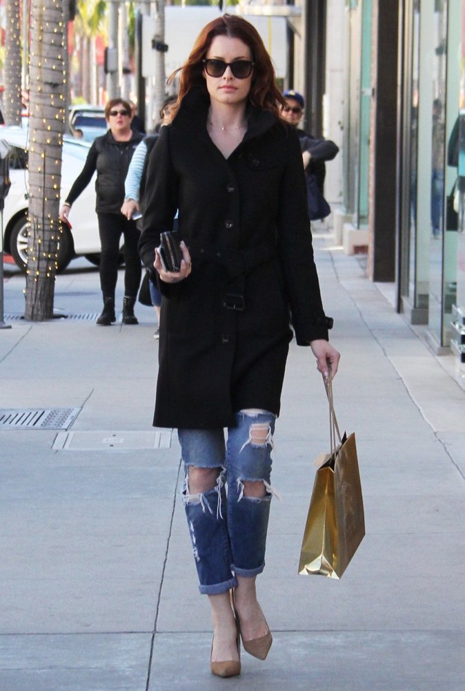 Ashley Greene Carrying A Burberry Shopping Bag on Rodeo Drive