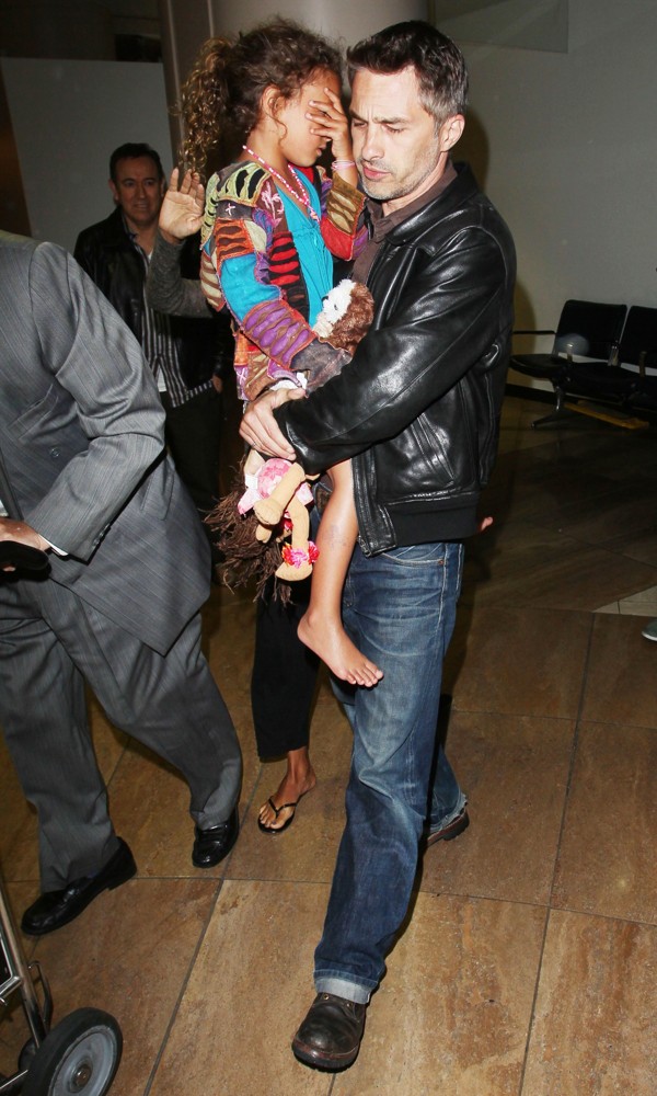 Halle Berry Arrives at LAX Airport with Olivier Martinez and Nahla Aubry