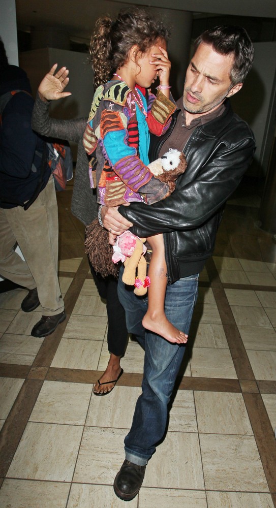 Halle Berry Arrives at LAX Airport with Olivier Martinez and Nahla Aubry