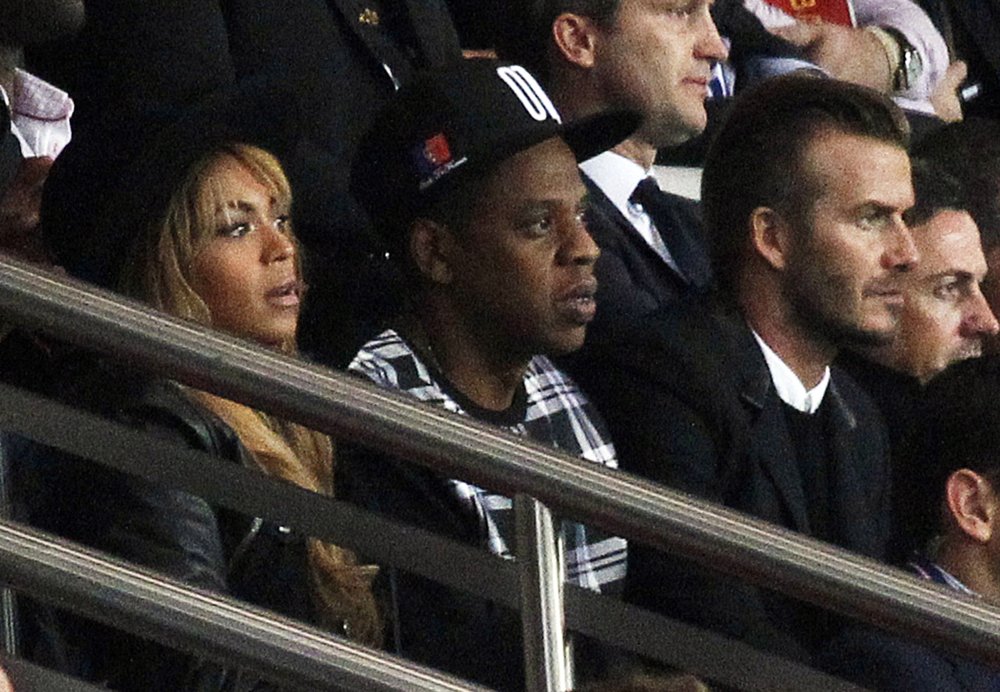 Beyonce Knowles;Jay-Z;David Beckham;<br>The UEFA Champions League Match Between Paris Saint-Germain v FC Barcelona
