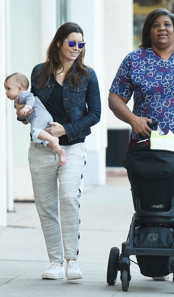 Jessica Biel with Silas Randall Timberlake on Ventura Boulevard