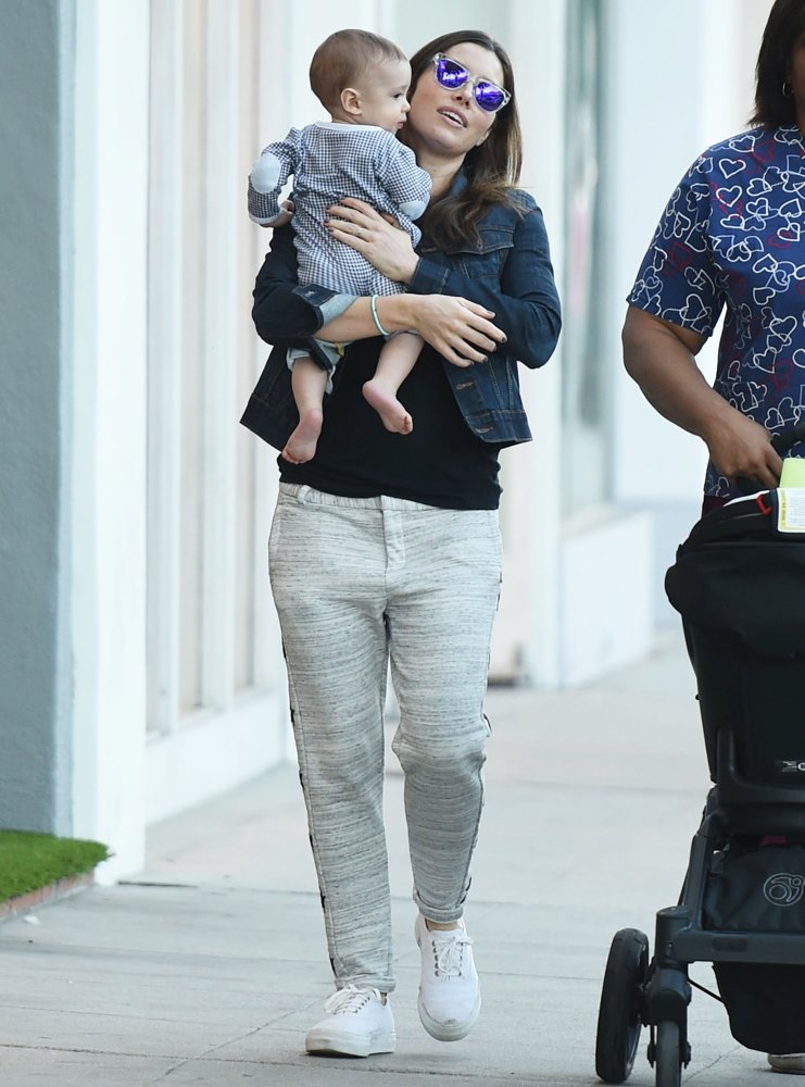 Jessica Biel with Silas Randall Timberlake on Ventura Boulevard