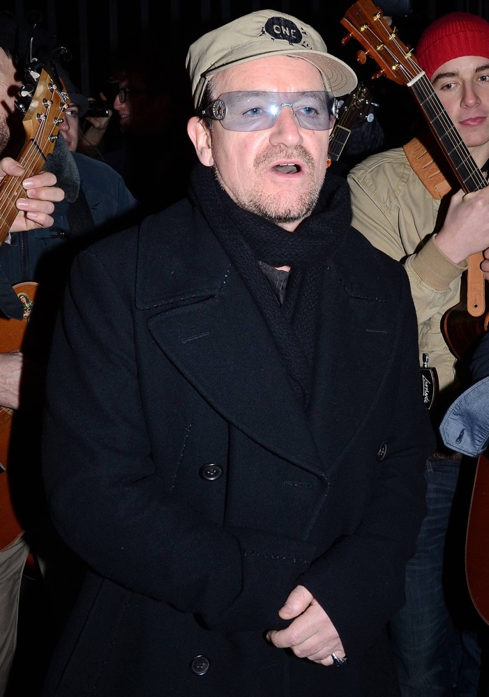 Bono Singing for Charity at The Entrance to St. Stephen's Park